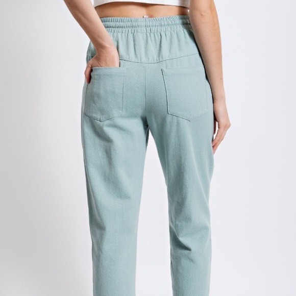 New Easel LA EB50159 Washed Twill Pants Pockets Jogger Sage Distressed Pull On - Picture 10 of 10